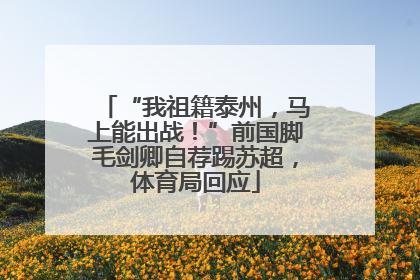 “我祖籍泰州，马上能出战！”前国脚毛剑卿自荐踢苏超，体育局回应
