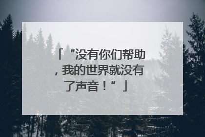 “没有你们帮助，我的世界就没有了声音！”