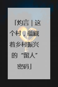 灼言｜这个村，蕴藏着乡村振兴的“留人”密码