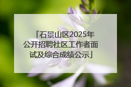 石景山区2025年公开招聘社区工作者面试及综合成绩公示