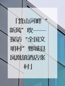 箕山河畔“新风”吹——探访“全国文明村”鄄城县凤凰镇酒店张村