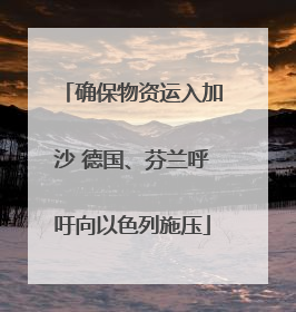确保物资运入加沙 德国、芬兰呼吁向以色列施压