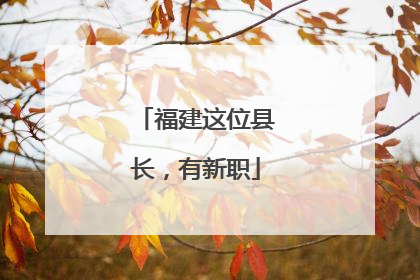 福建这位县长，有新职