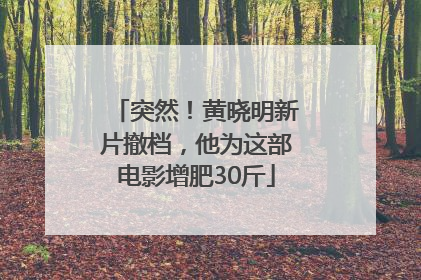 突然！黄晓明新片撤档，他为这部电影增肥30斤