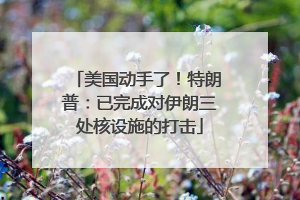 美国动手了！特朗普：已完成对伊朗三处核设施的打击