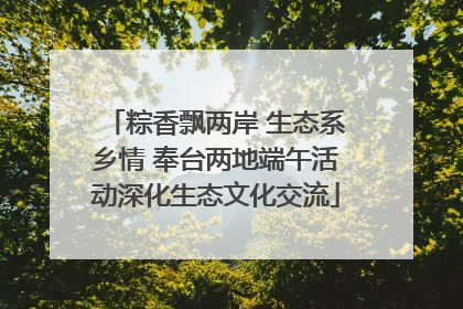 粽香飘两岸 生态系乡情 奉台两地端午活动深化生态文化交流