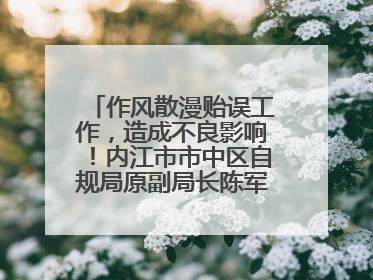 作风散漫贻误工作，造成不良影响！内江市市中区自规局原副局长陈军被“双开”