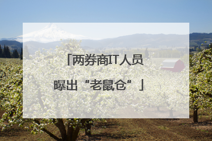 两券商IT人员曝出“老鼠仓”