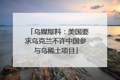 乌媒爆料：美国要求乌克兰不许中国参与乌稀土项目