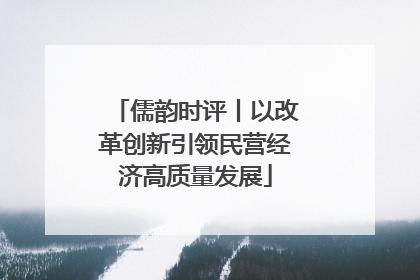 儒韵时评丨以改革创新引领民营经济高质量发展