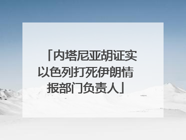 内塔尼亚胡证实以色列打死伊朗情报部门负责人