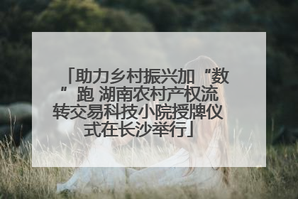助力乡村振兴加“数”跑 湖南农村产权流转交易科技小院授牌仪式在长沙举行