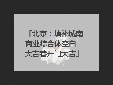 北京:填补城南商业综合体空白 大吉巷开门大吉