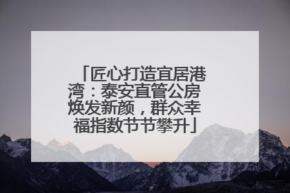 匠心打造宜居港湾：泰安直管公房焕发新颜，群众幸福指数节节攀升