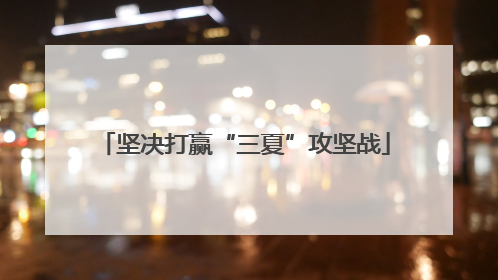 坚决打赢“三夏”攻坚战