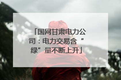 国网甘肃电力公司：电力交易含“绿”量不断上升