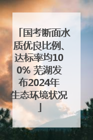 国考断面水质优良比例、达标率均100% 芜湖发布2024年生态环境状况