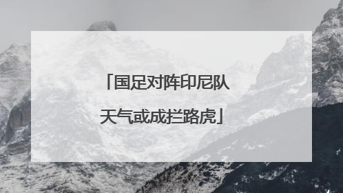 国足对阵印尼队 天气或成拦路虎