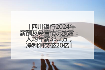 四川银行2024年薪酬及经营情况披露：人均年薪33.2万，净利润突破20亿