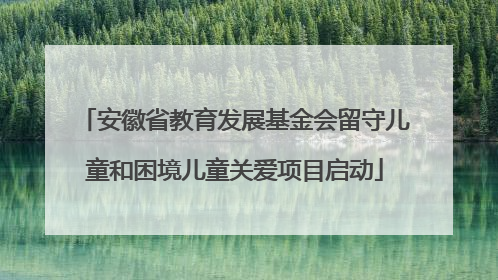 安徽省教育发展基金会留守儿童和困境儿童关爱项目启动