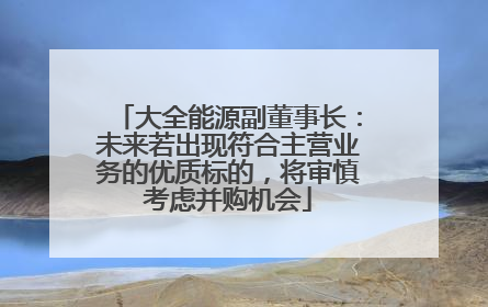 大全能源副董事长：未来若出现符合主营业务的优质标的，将审慎考虑并购机会