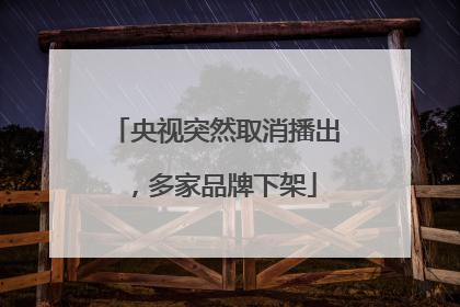 央视突然取消播出，多家品牌下架