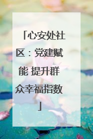 心安处社区：党建赋能 提升群众幸福指数