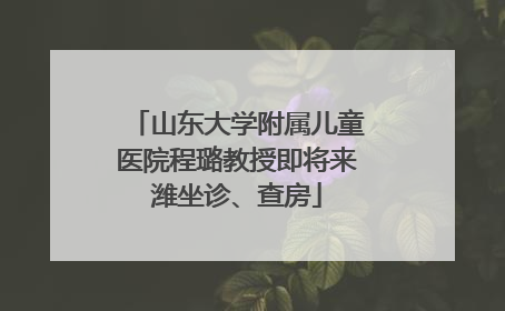 山东大学附属儿童医院程璐教授即将来潍坐诊、查房