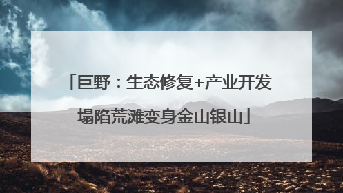 巨野：生态修复+产业开发 塌陷荒滩变身金山银山