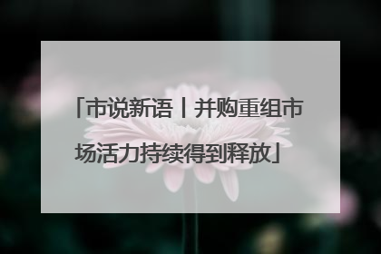 市说新语丨并购重组市场活力持续得到释放