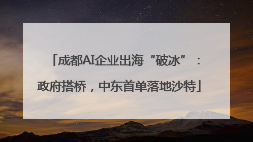 成都AI企业出海“破冰”：政府搭桥，中东首单落地沙特