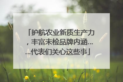 护航农业新质生产力，丰富未检品牌内涵……代表们关心这些事