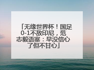 无缘世界杯！国足0-1不敌印尼，范志毅语塞：早没信心了但不甘心