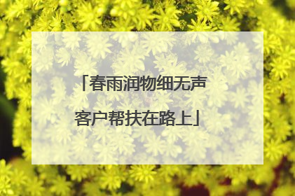 春雨润物细无声 客户帮扶在路上