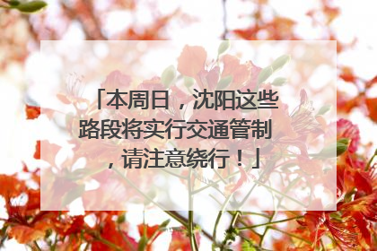 本周日，沈阳这些路段将实行交通管制，请注意绕行！