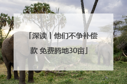 深读丨他们不争补偿款 免费腾地30亩