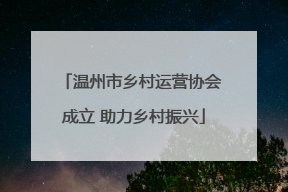 温州市乡村运营协会成立 助力乡村振兴