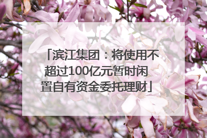滨江集团：将使用不超过100亿元暂时闲置自有资金委托理财