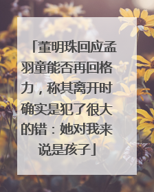 董明珠回应孟羽童能否再回格力，称其离开时确实是犯了很大的错：她对我来说是孩子