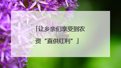 让乡亲们享受到农资“直供红利”