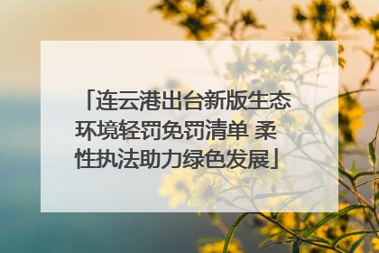 连云港出台新版生态环境轻罚免罚清单 柔性执法助力绿色发展