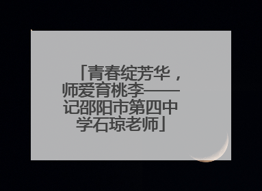 青春绽芳华，师爱育桃李——记邵阳市第四中学石琼老师