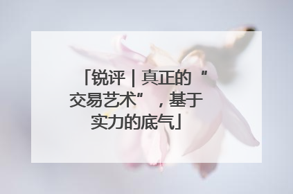 锐评｜真正的“交易艺术”，基于实力的底气