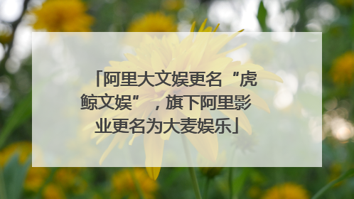 阿里大文娱更名“虎鲸文娱”，旗下阿里影业更名为大麦娱乐
