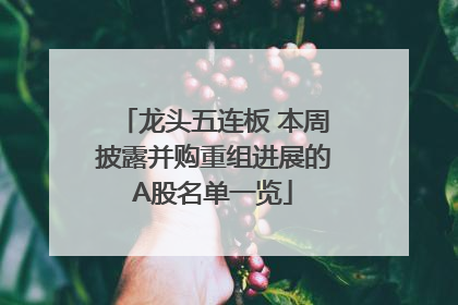 龙头五连板 本周披露并购重组进展的A股名单一览