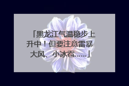 黑龙江气温稳步上升中！但要注意雷暴大风、小冰雹……