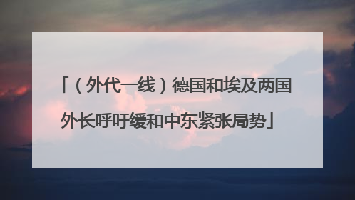 （外代一线）德国和埃及两国外长呼吁缓和中东紧张局势